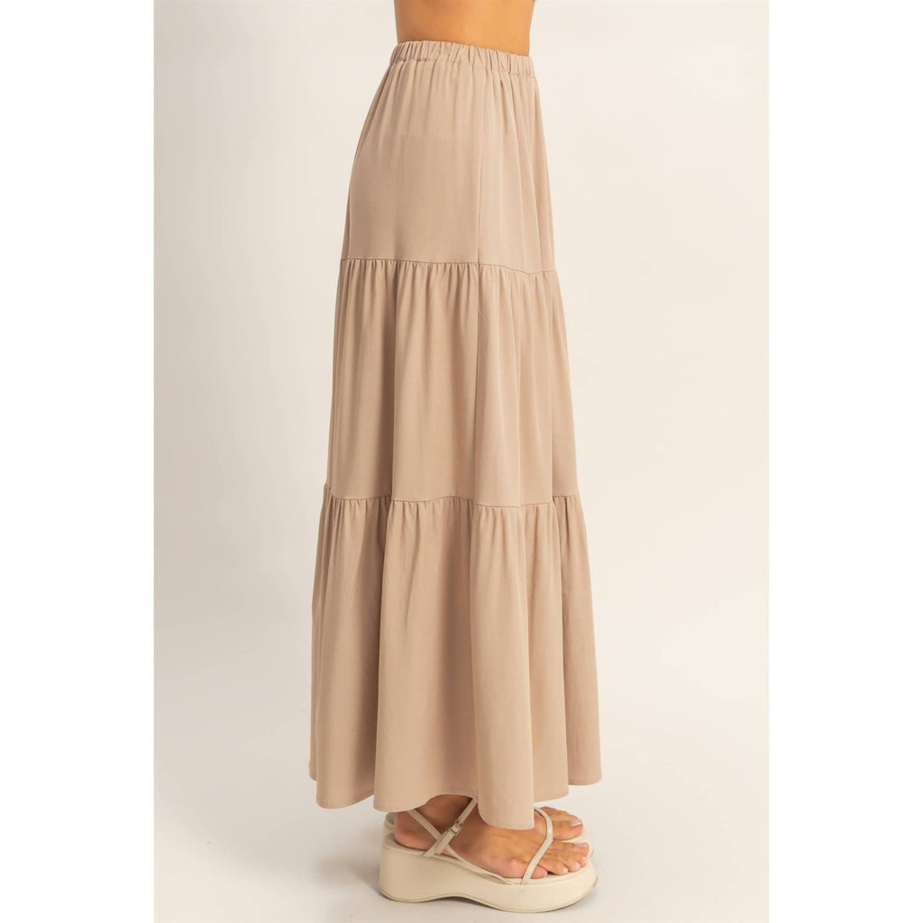 Elastic Waist 3-Tier Skirt