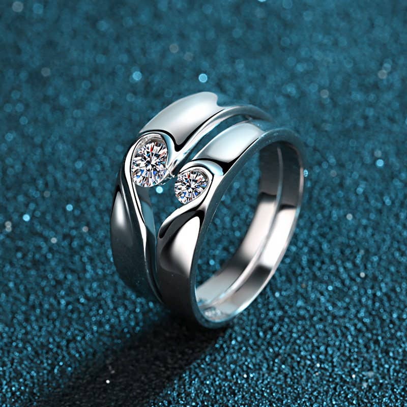 Moissanite Matching Heart Wedding Ring in Sterling Silver (Not a Set - Sold Separately) Core Perimade & Co. LLC