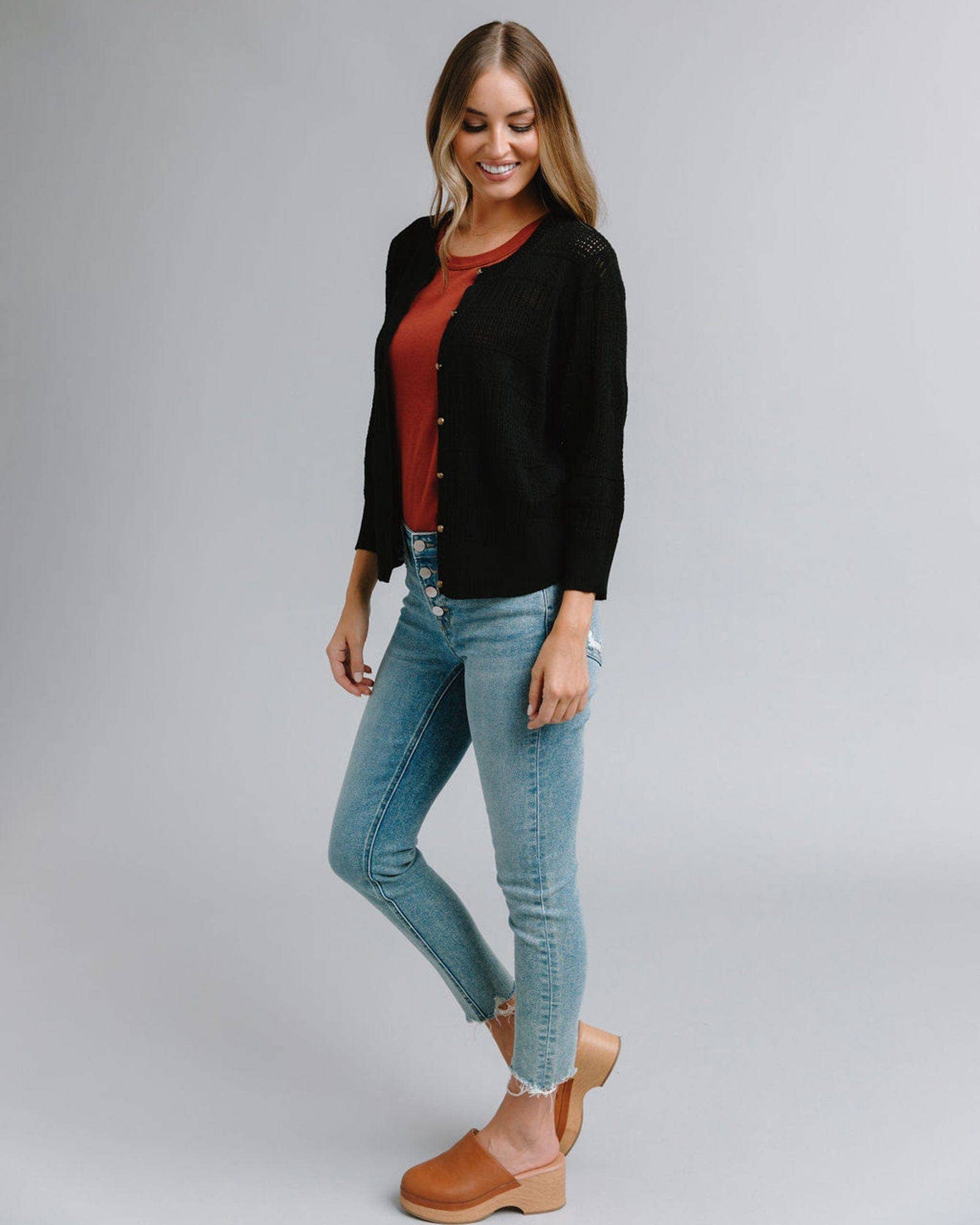 Mixed Texture Sweater: Black Beauty Spring-Summer Downeast