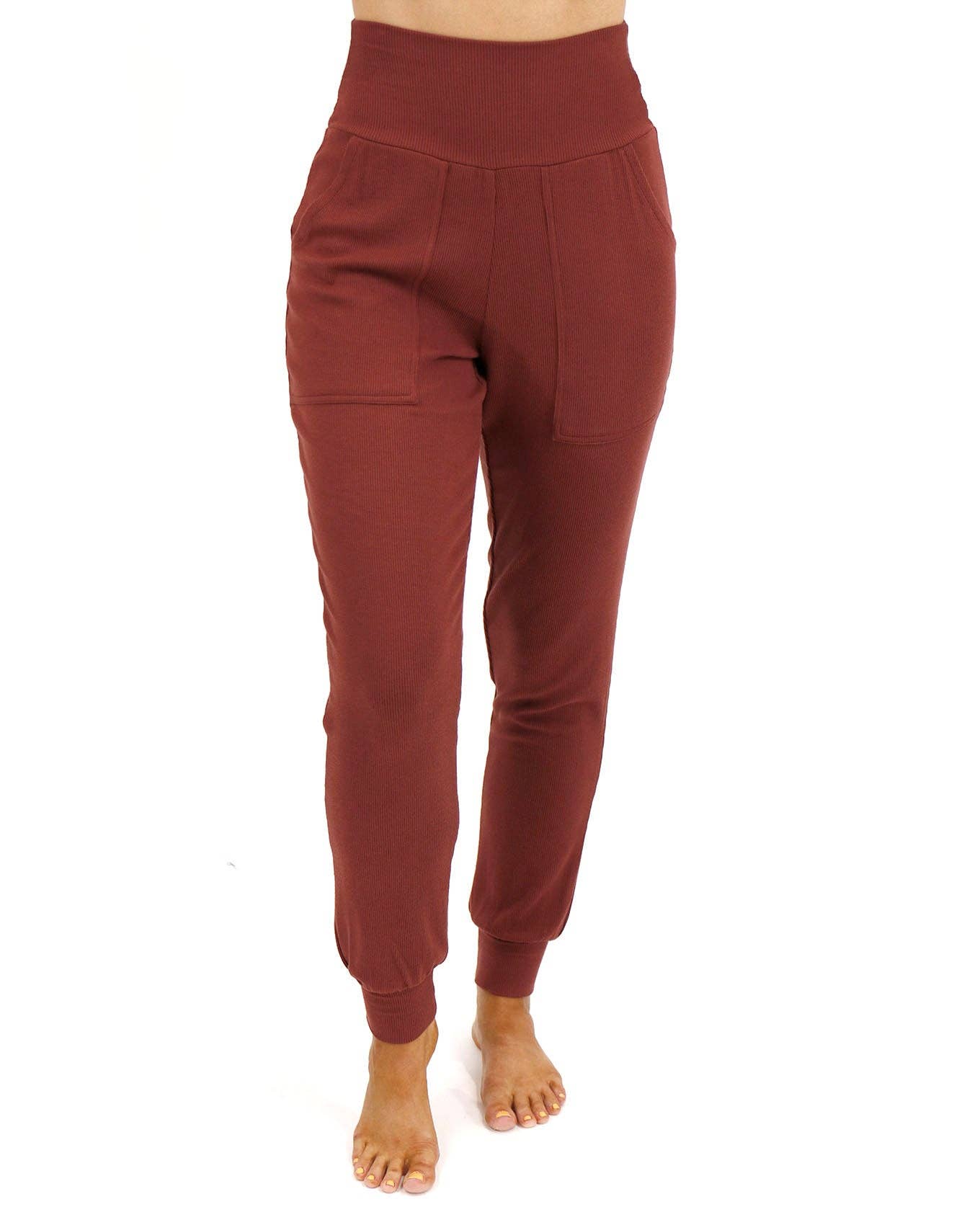 Essential Ribbed Jogger Pants In Rust Core Grace and Lace