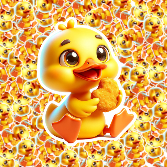 Fuzzy Loon Designs - Baby Duck Eating a Chicken Nugget Sticker Core Fuzzy Loon Designs