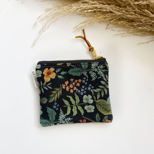 Rifle Paper Black Botanical Floral Small Square Pouch Fall-Winter September Skye Bags & Accessories