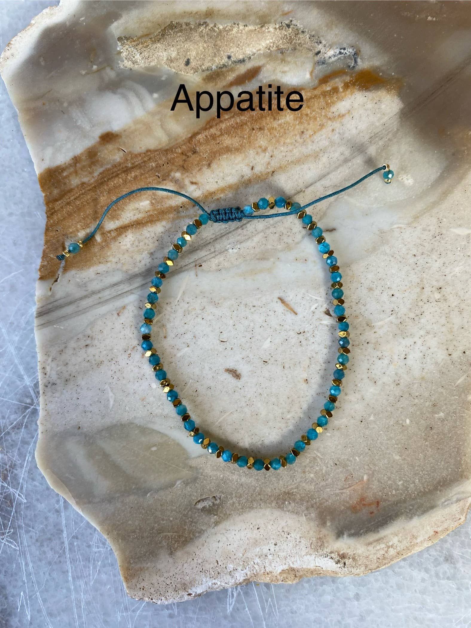 Tiny Semi-Precious Stone Brass Spacer Beaded Bracelet Adjust