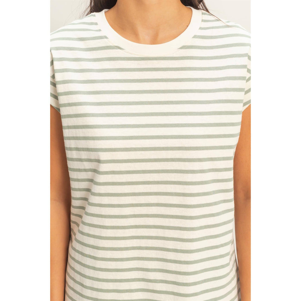 Double Zero - Striped Cap Sleeve Relaxed Everyday Tee