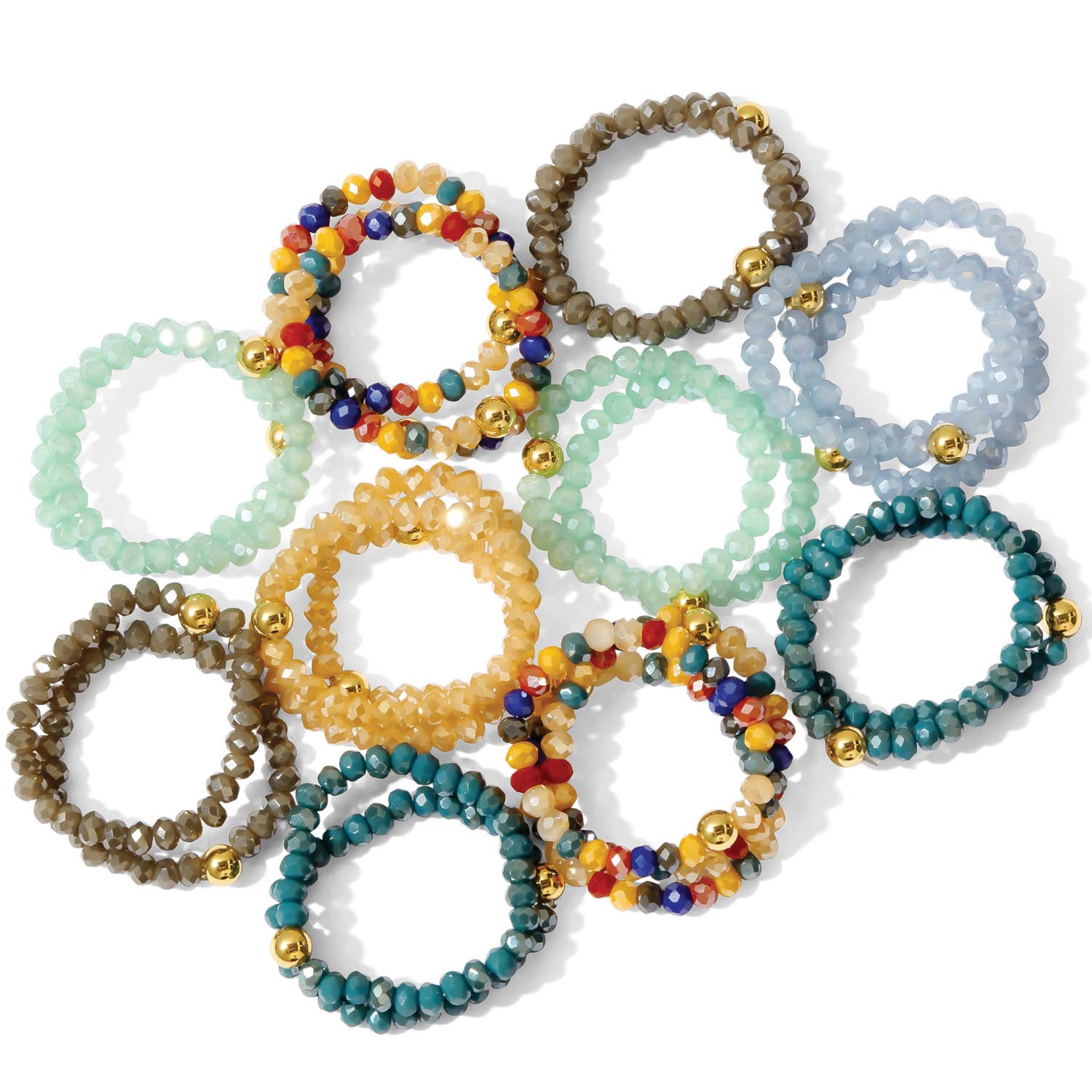 Stretch Crystal Rings- Small Beads Core Splendid Iris