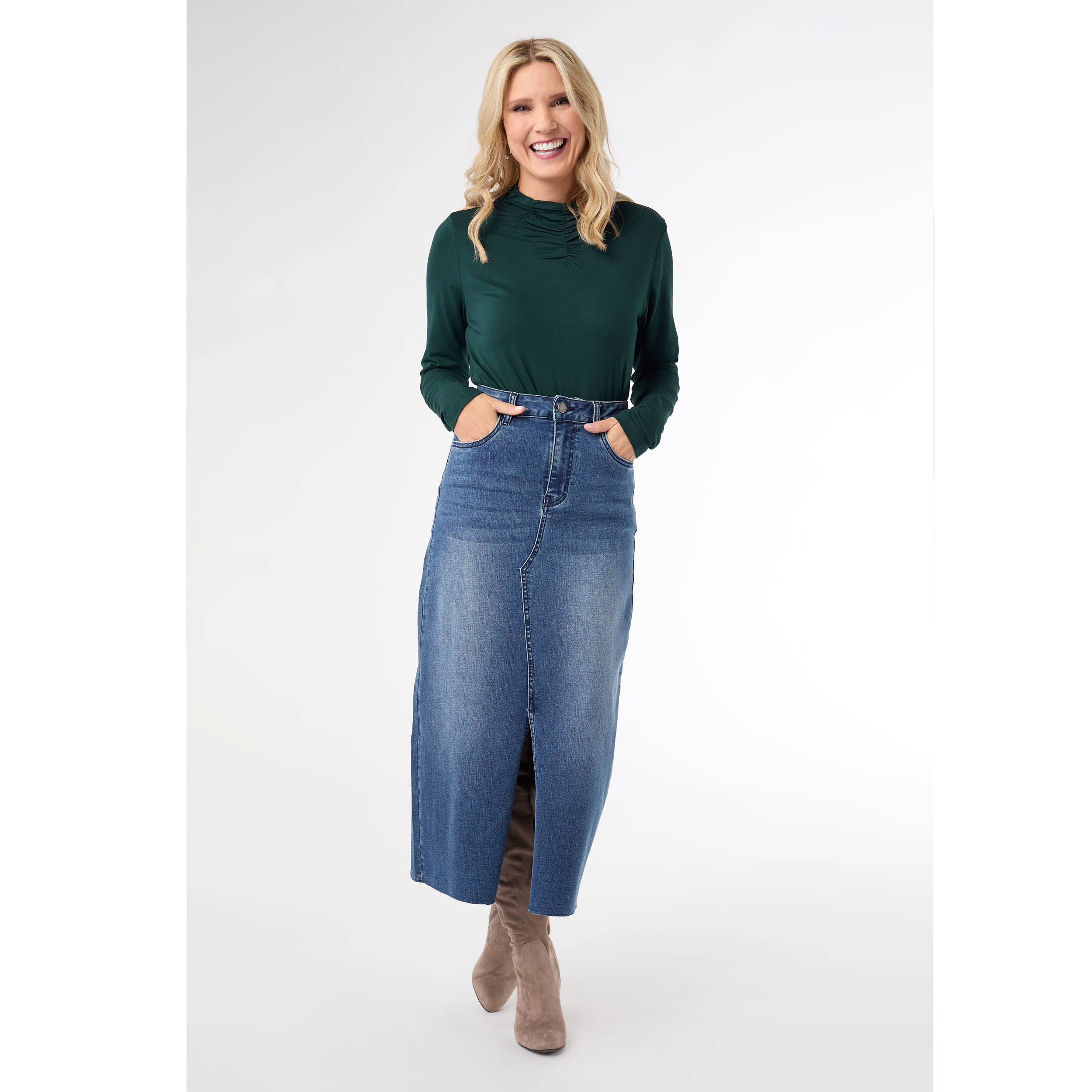 EverStretch Long Skirt with Front Slit