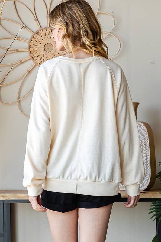 OVERSIZED FIT LONG SLEEVE CREAM TOP Spring-Summer Reborn J