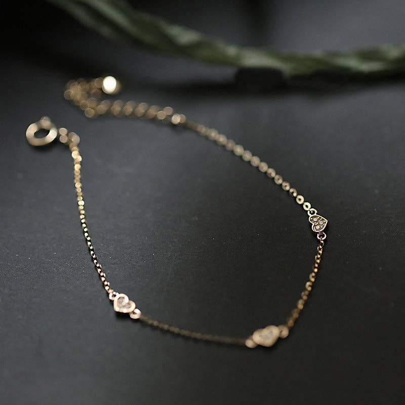 Dainty Gold Triple Heart Bracelet Perimade & Co. LLC