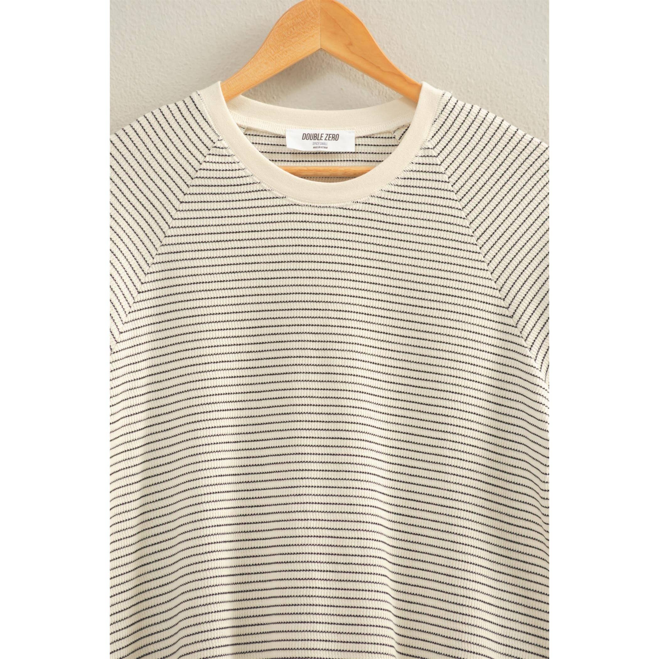 Textured Striped Raglan Sleeve Tee