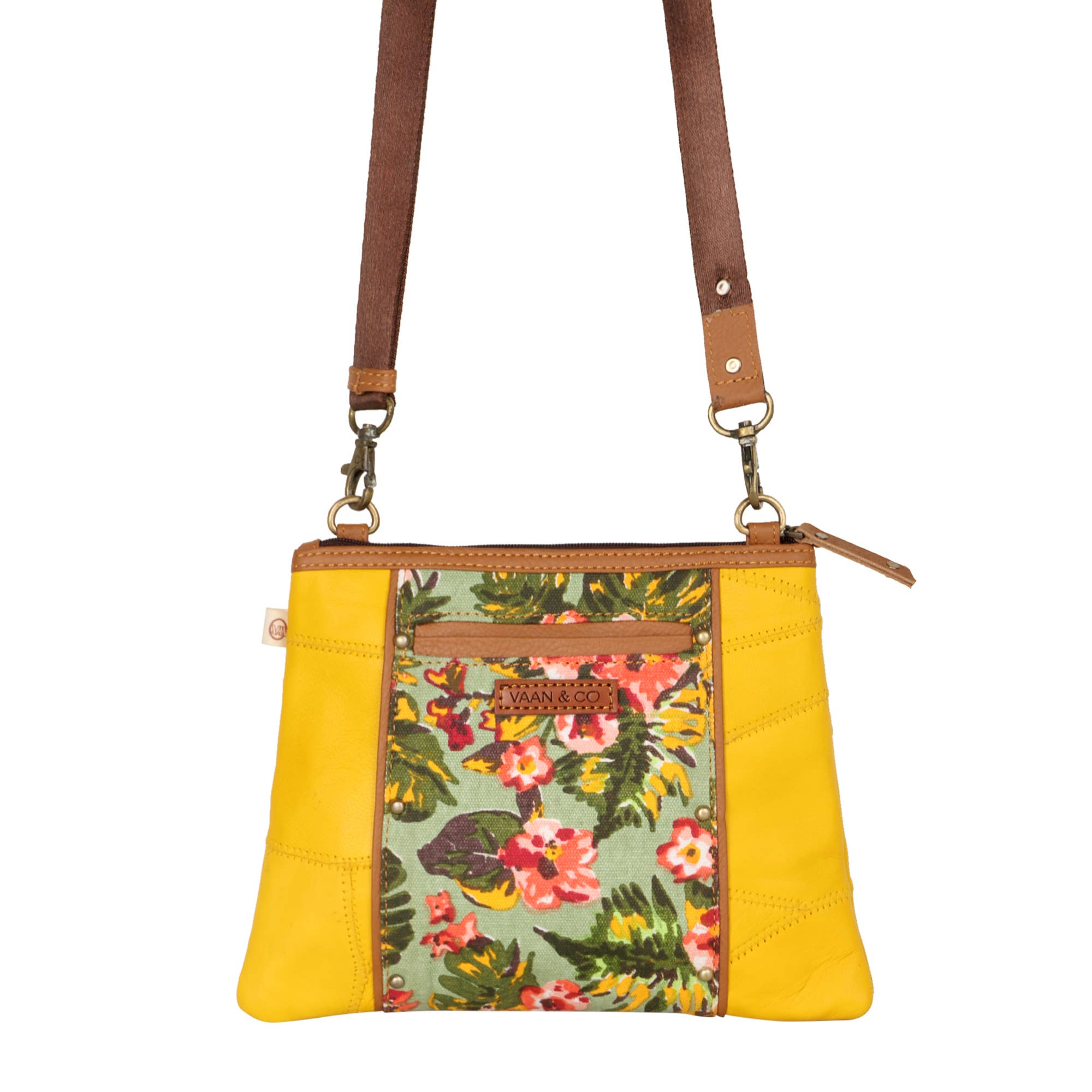Vaan & Co. - Noa Angled Crossbody Bag - Upcycled Leather & Canvas