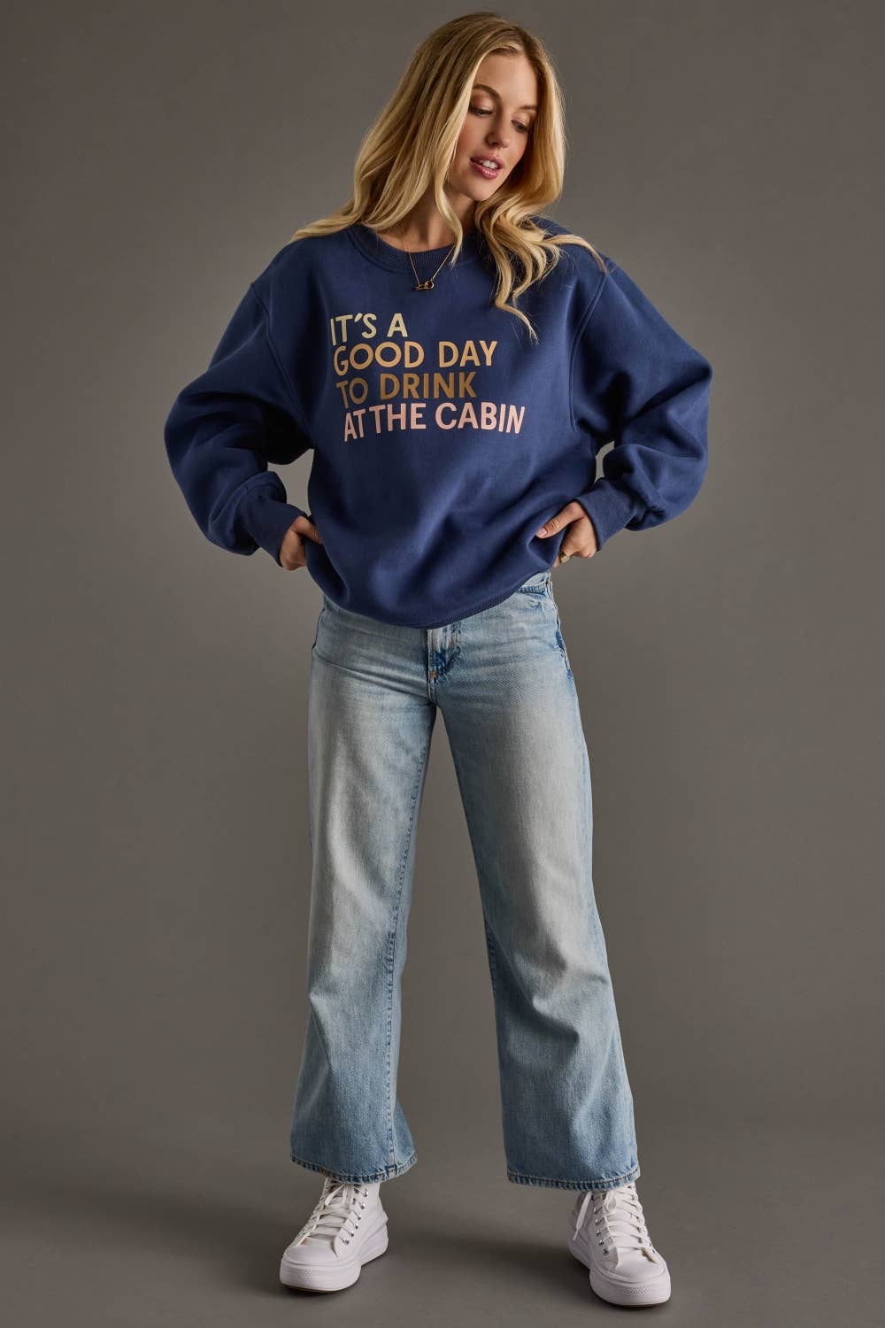 Dark Blue Drink At The Cabin Sweatshirt