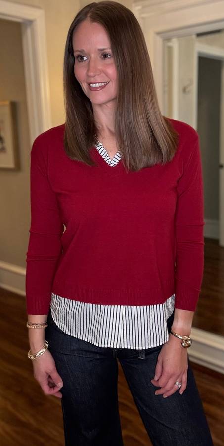 Long Sleeve Sweater With Ruffled Layer