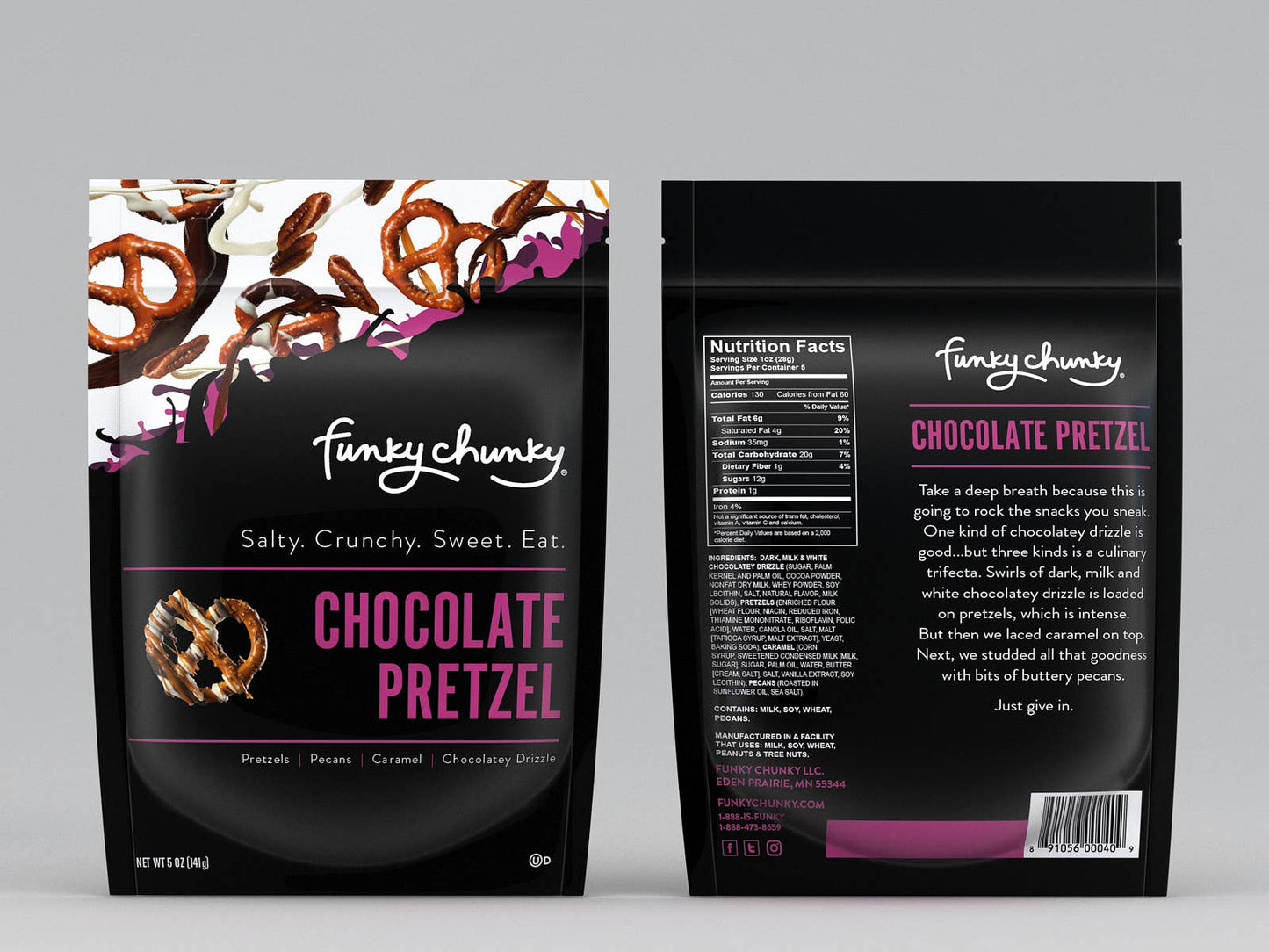 Chocolate Pretzel 5oz Bags | Chocolate Pretzels Core Funky Chunky