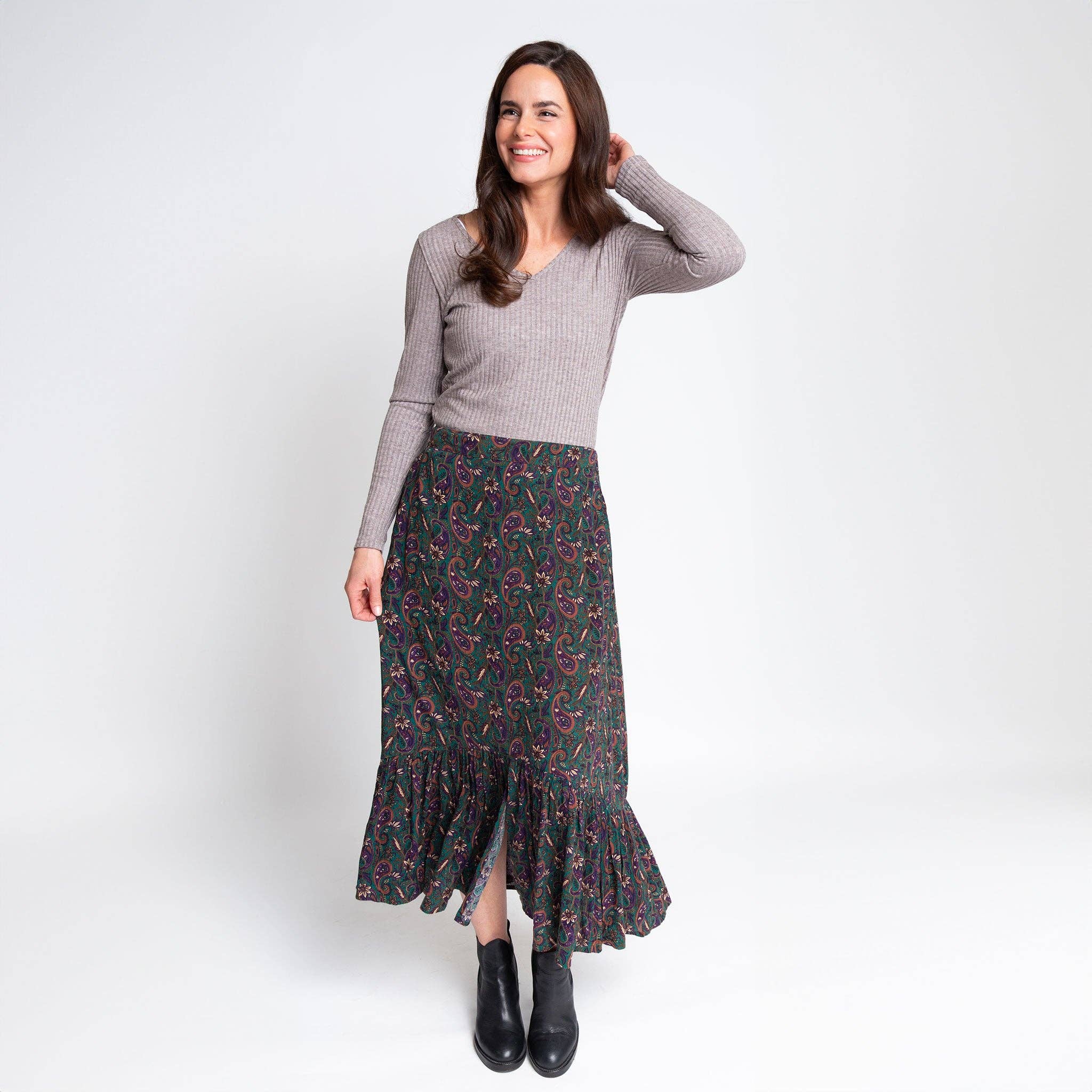 Ribbed Long Sleeve Top | Alba Oatmeal V-Neck Wardrobe Essential