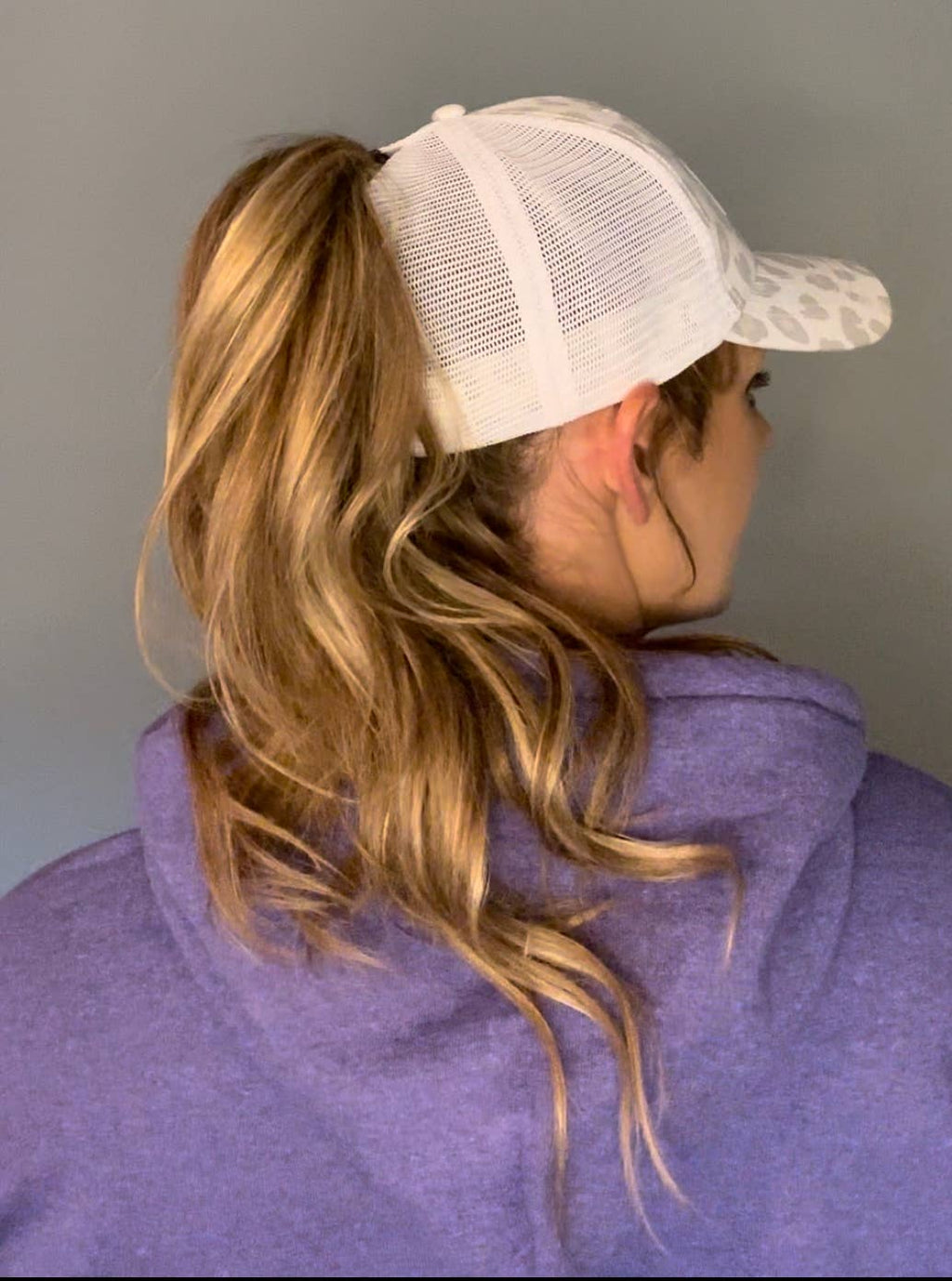 Small Town Clothing Company - Vikings White Leopard Ponytail Hat