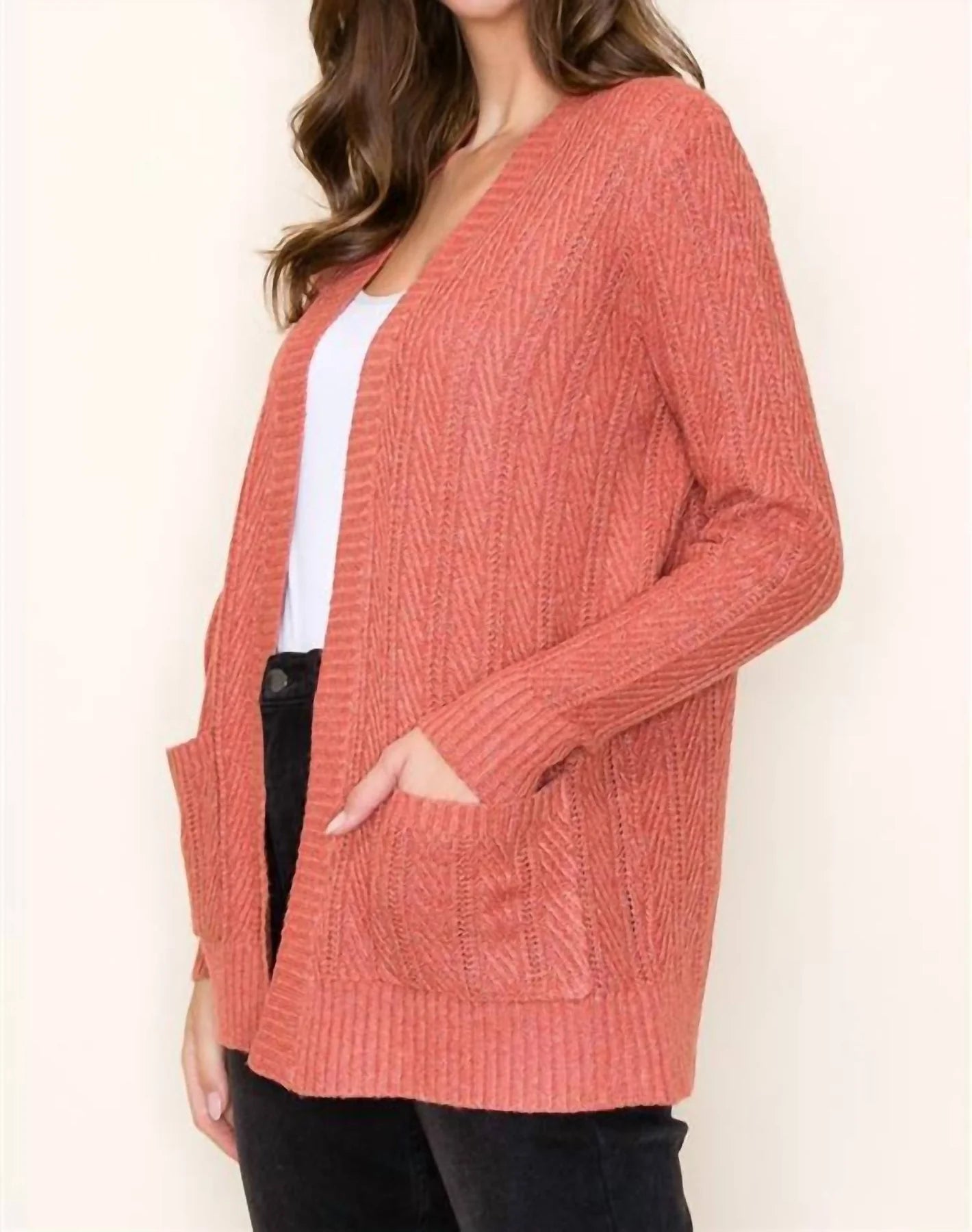rita cardigan in rust