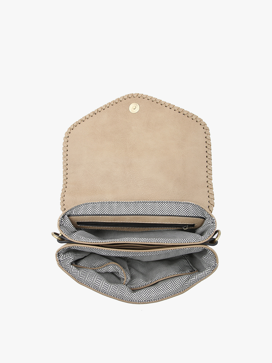 Sloane Flapover Crossbody w/ Whipstitch and Tassel: Olive Fall-Winter Jen & Co.