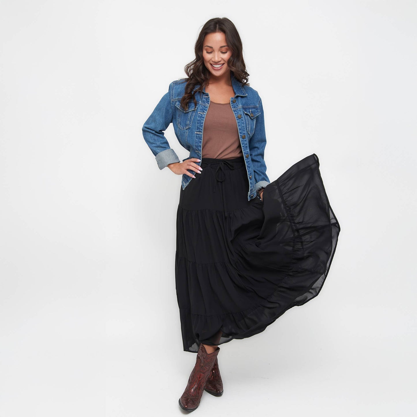 Elsie & Zoey - Hazel Georgette Tiered Maxi Skirt