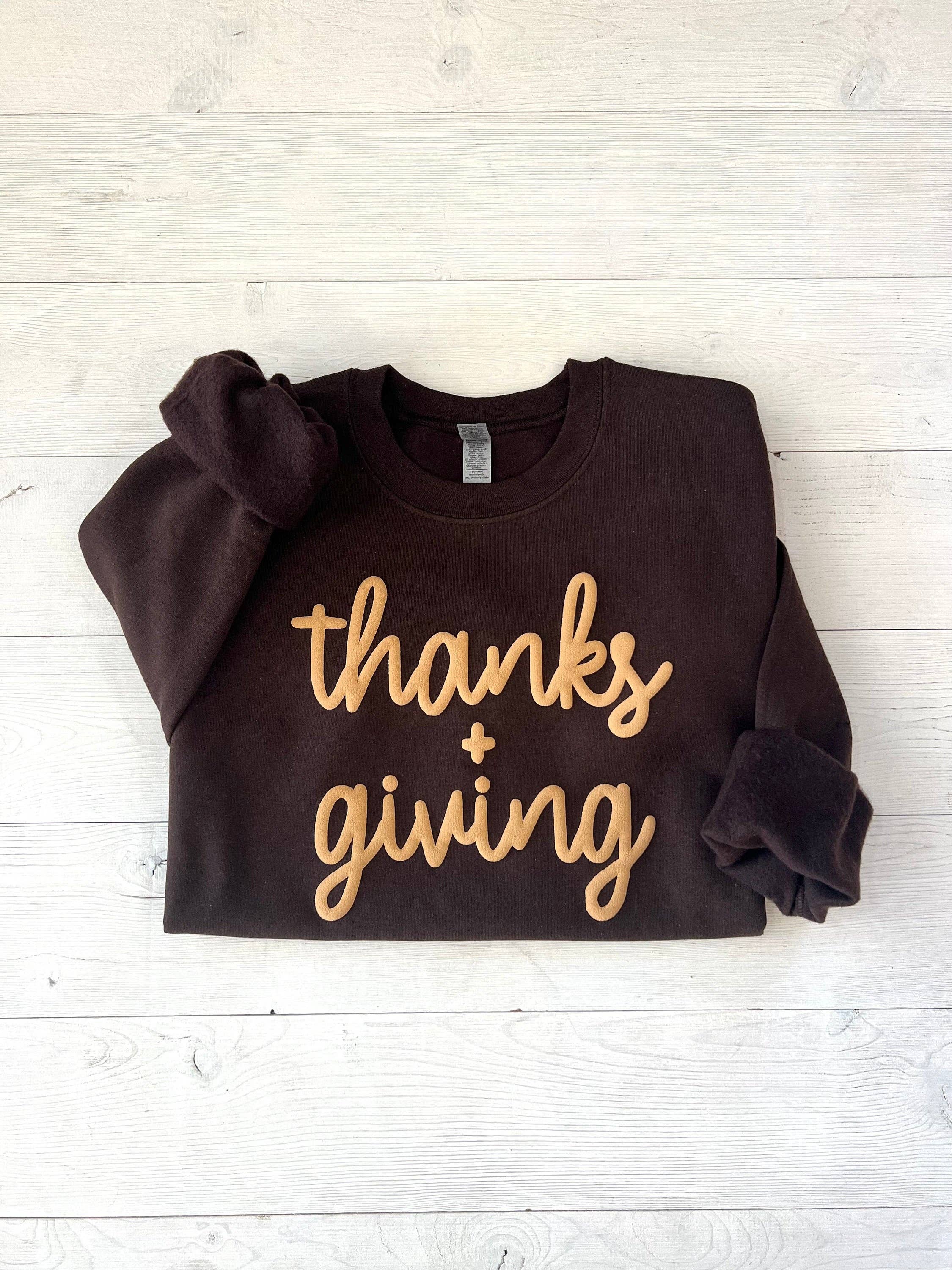 Embossed Thanks + Giving Crewneck Sweatshirt