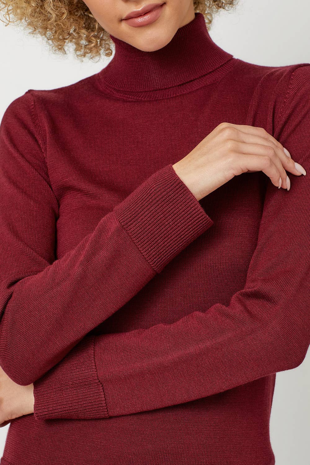 Burgundy Cashmere Turtleneck Sweater Fall-Winter Mystree