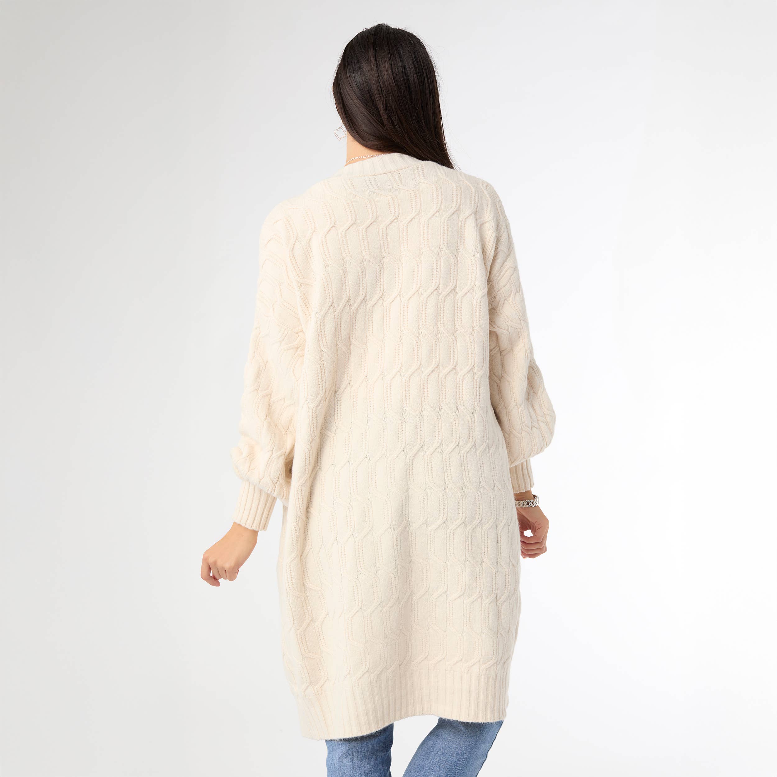 Summit Cable Knit Open Cardigan