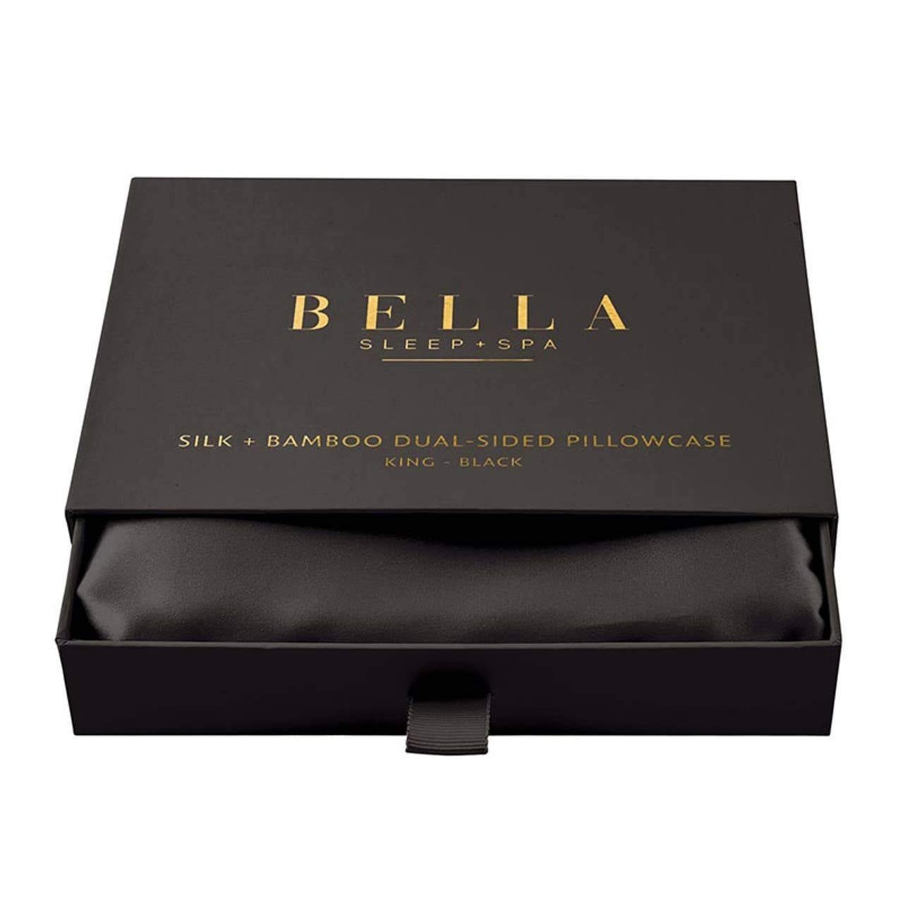 Dual-Sided Silk + Bamboo Pillowcase - King - Black Core Bella Sleep + Spa