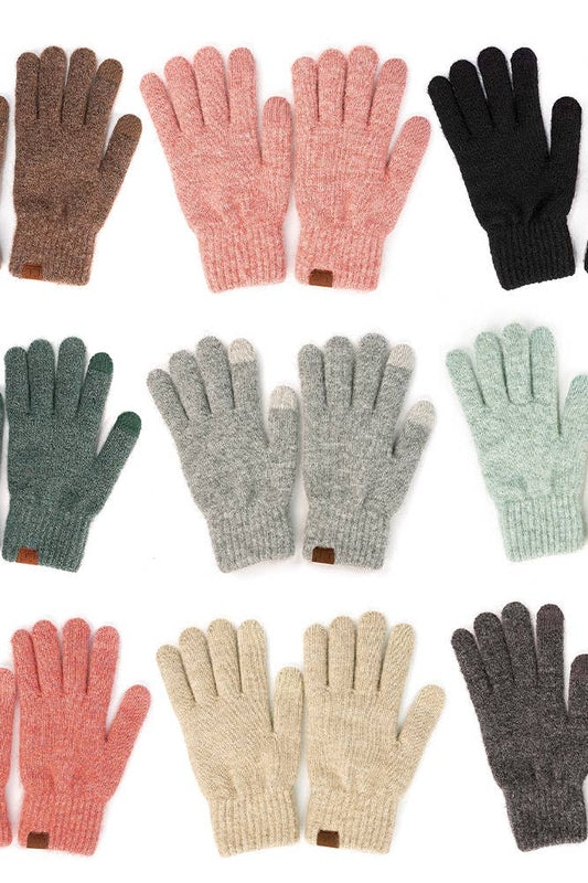 Hana - C.C Heather Knit Plain Gloves  Hana