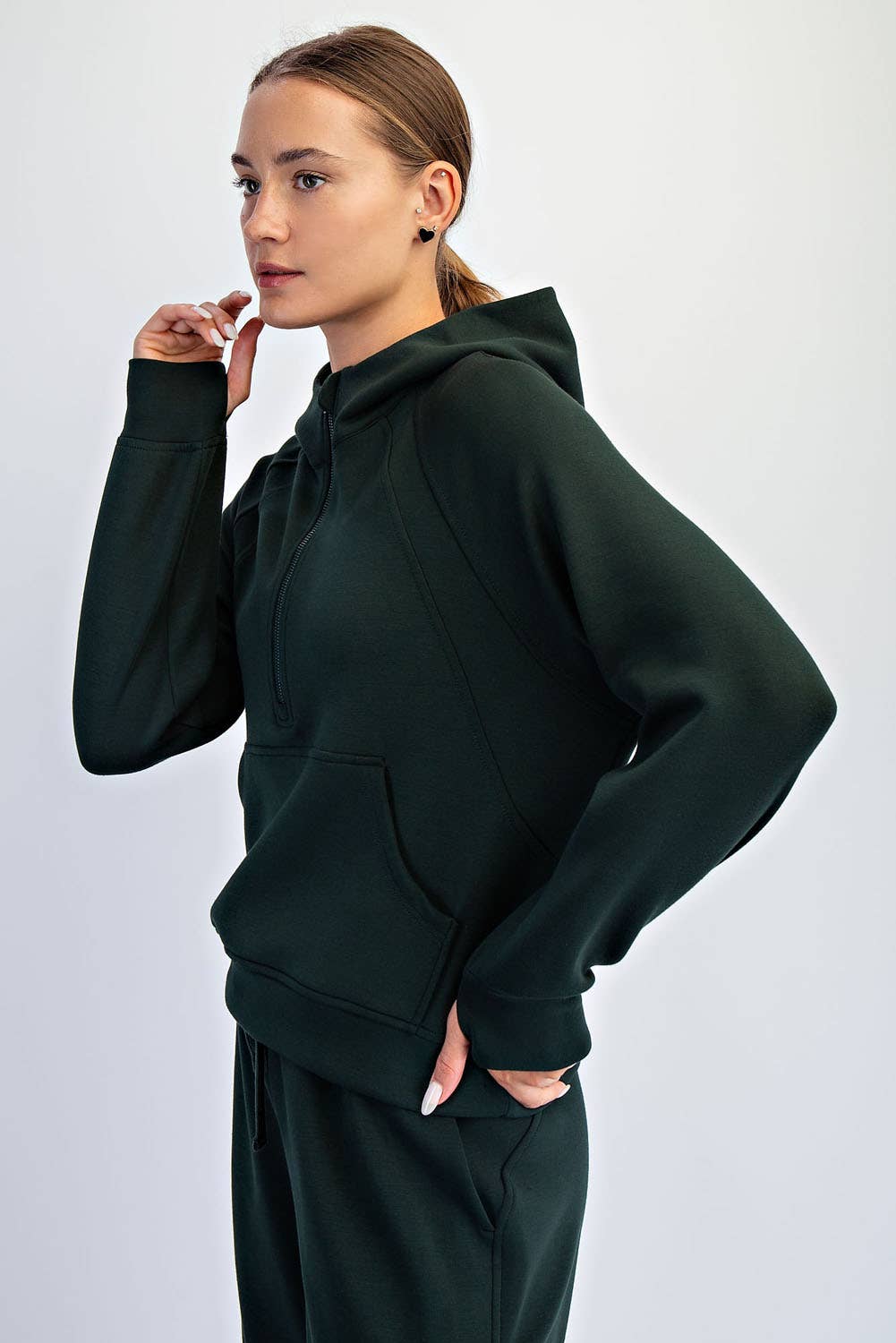 Modal Scuba Cropped Quarter Zip Hoodie