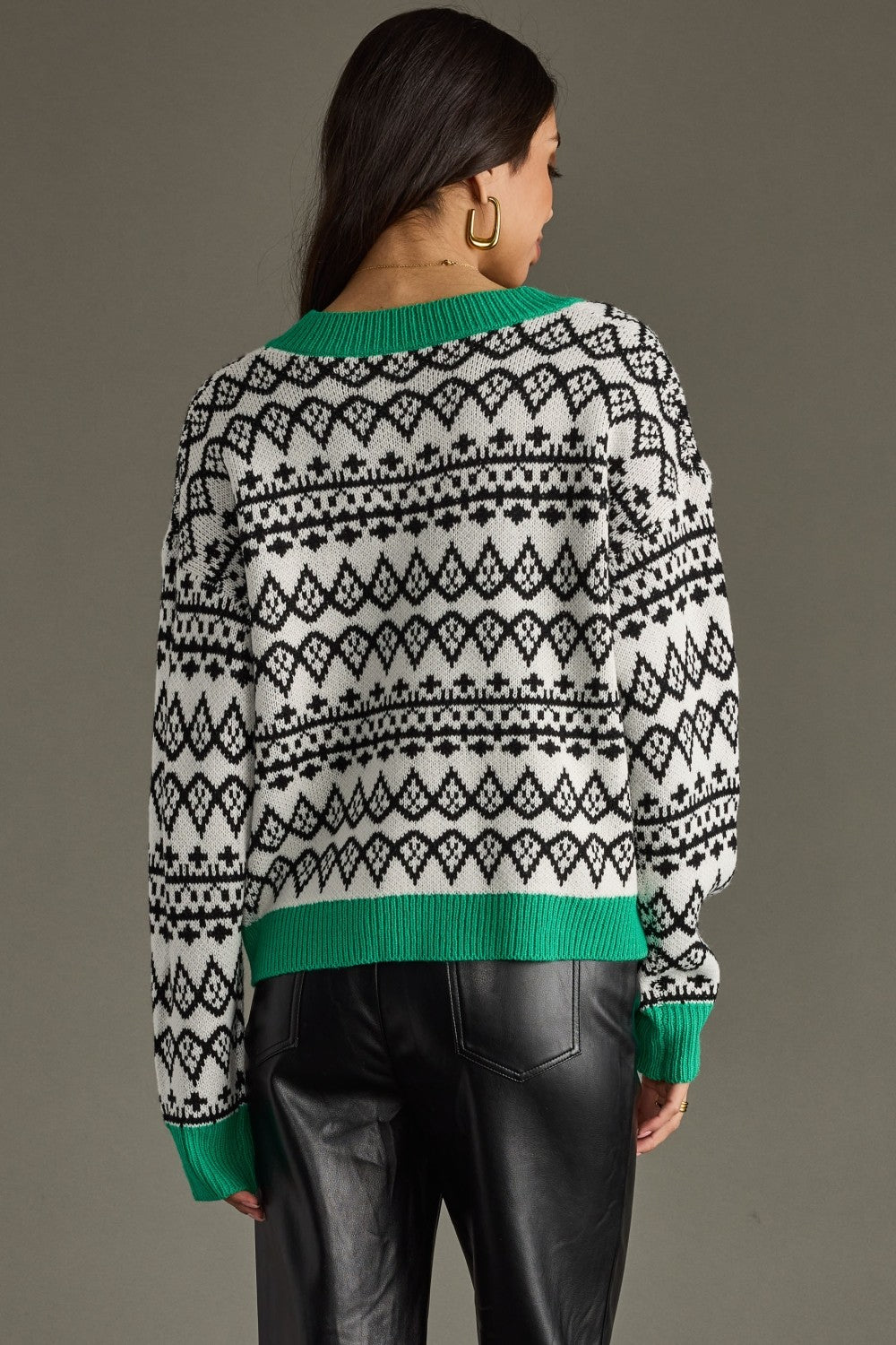 Ivory and black patterned cardigan