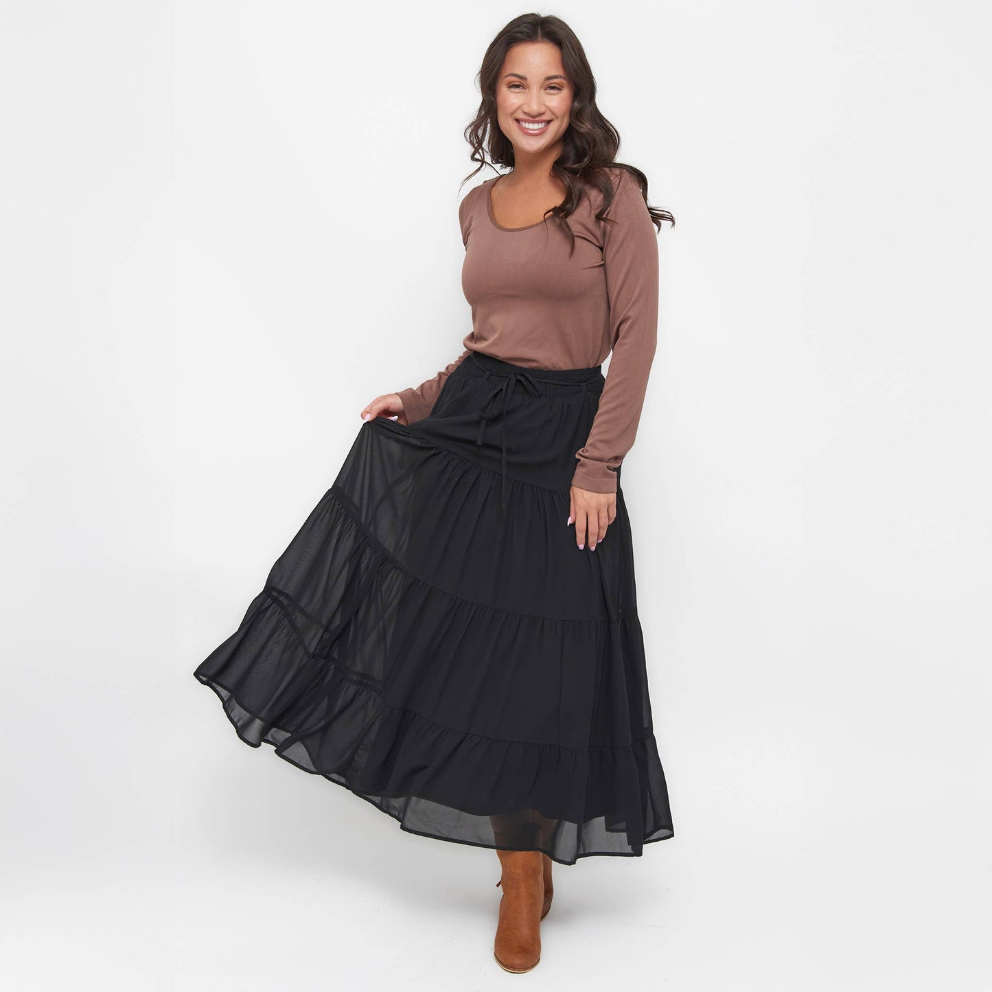 Elsie & Zoey - Hazel Georgette Tiered Maxi Skirt
