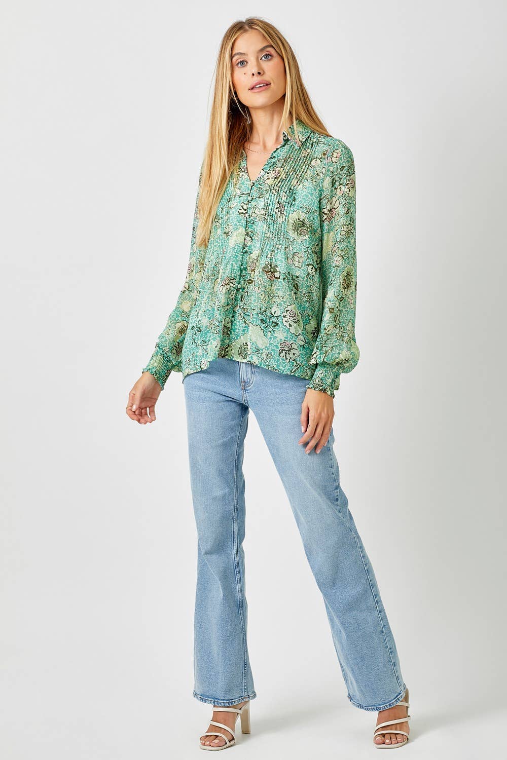 Mystree - 60532 Pintuck Print Blouse Mystree