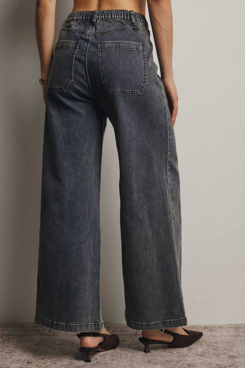 Wide-Leg Stretch Denim Jeans