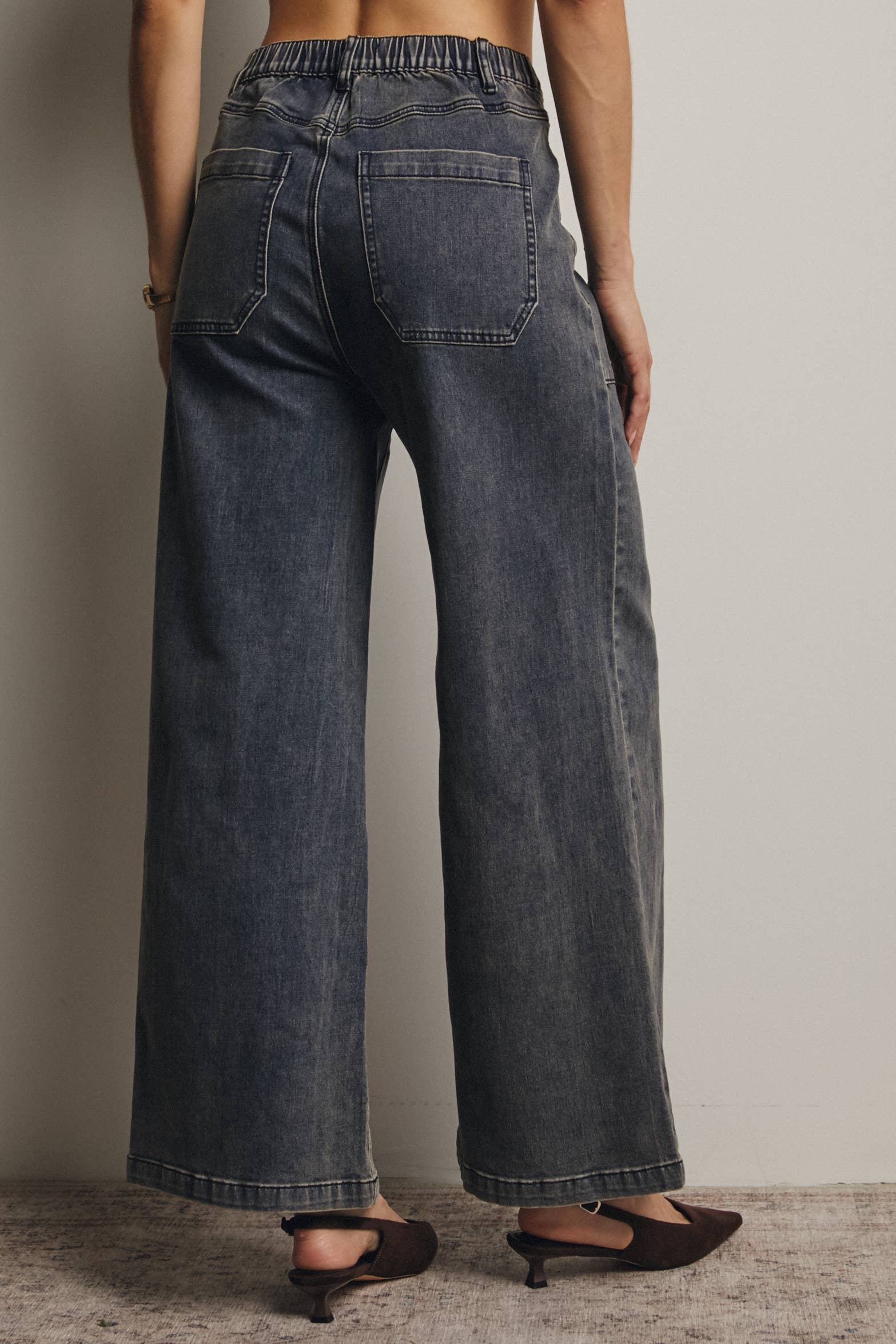 Wide-Leg Stretch Denim Jeans