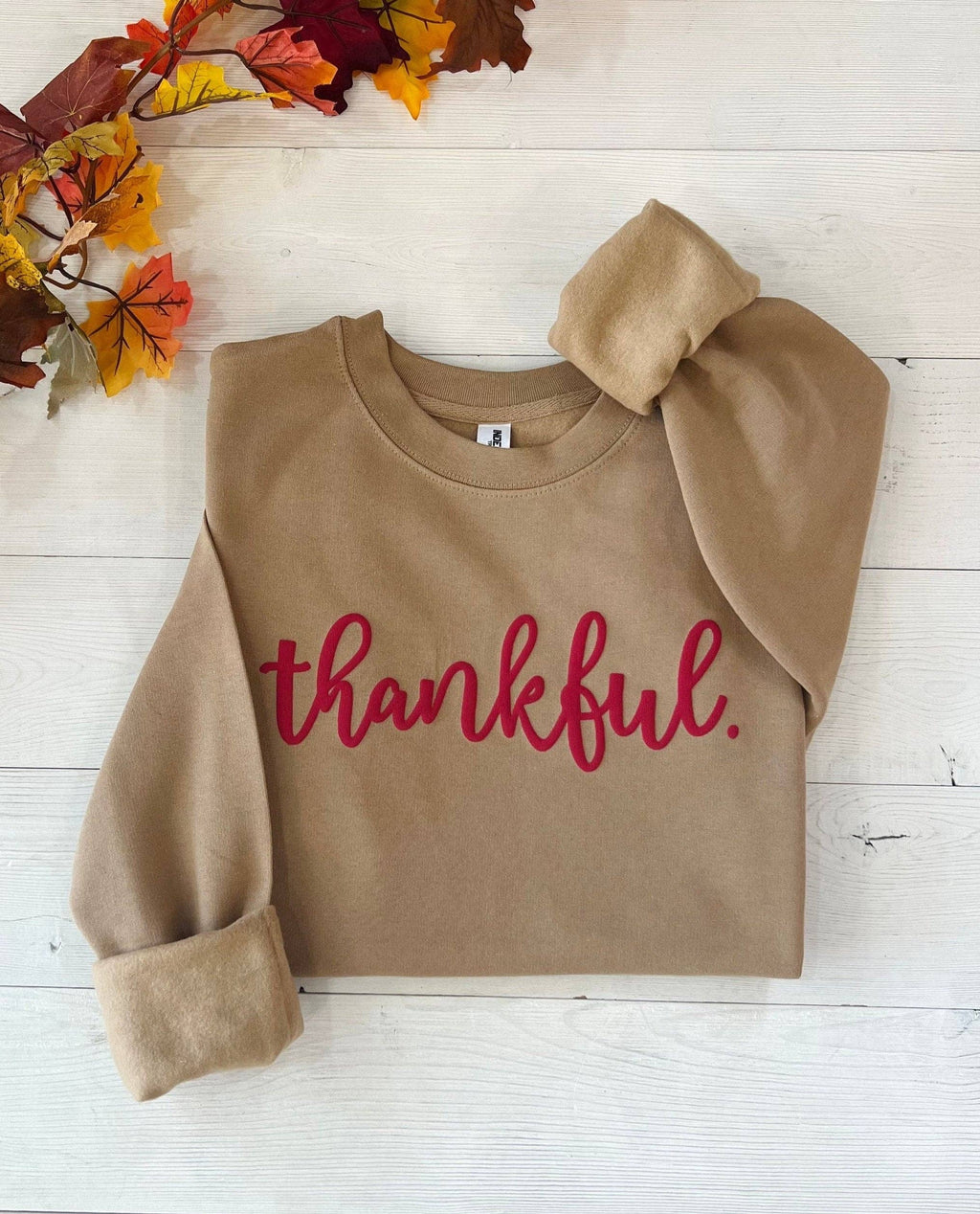 Embossed "Thankful" Oversized Sweatshirt