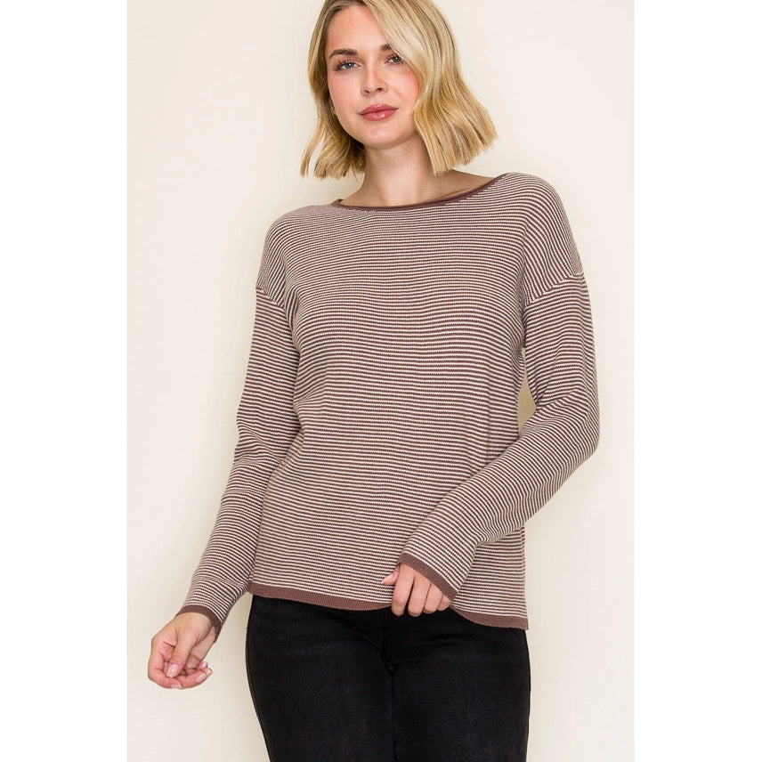 Mini Waffle Textured Mocha Sweater