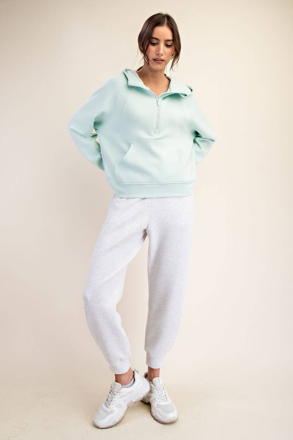Modal Scuba Cropped Quarter Zip Hoodie