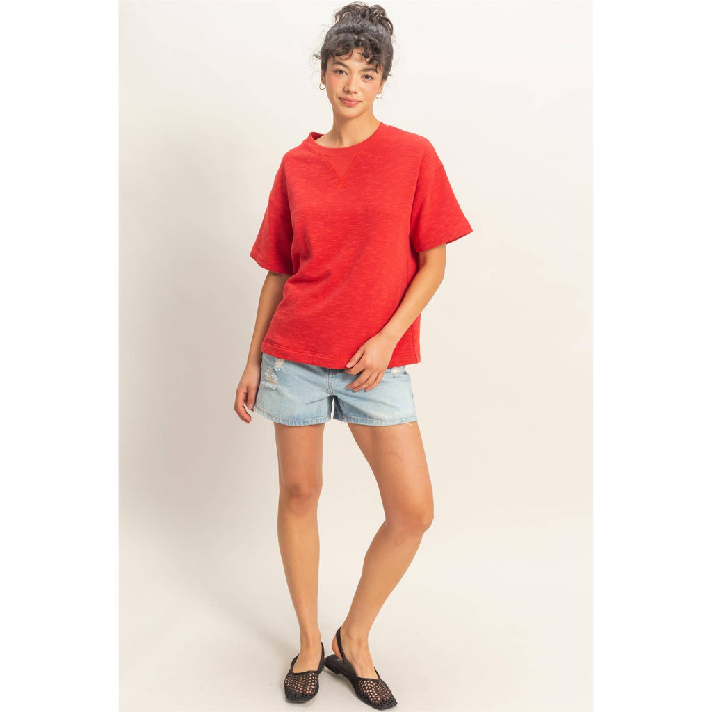 Crew Neck Short Sleeve Top