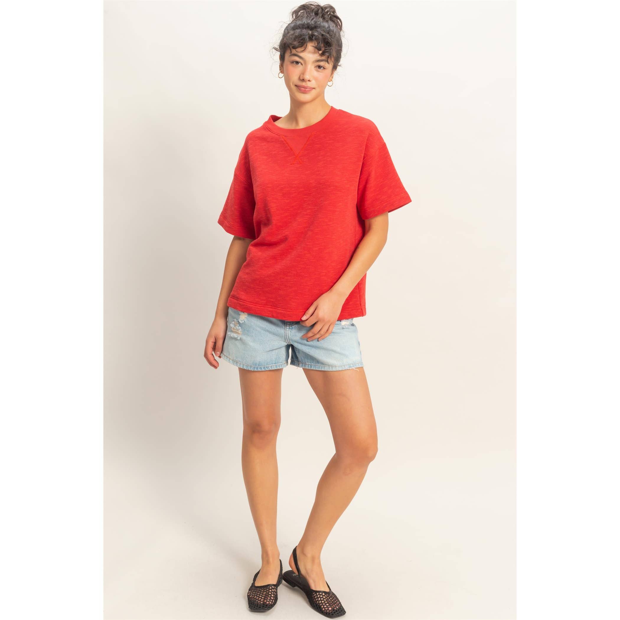Crew Neck Short Sleeve Top