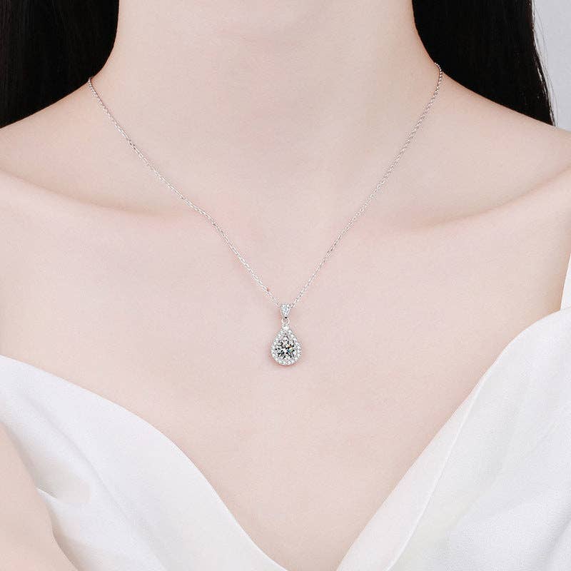 Teardrop Moissanite Pendant Necklace in 925 Sterling Silver Core Perimade & Co. LLC