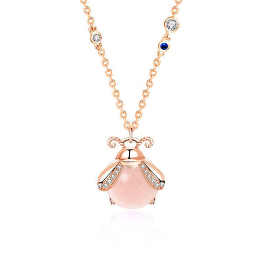 Cute Firefly Bug Charm Necklace in 925 Sterling Silver: Rose Gold/White Core Perimade & Co. LLC