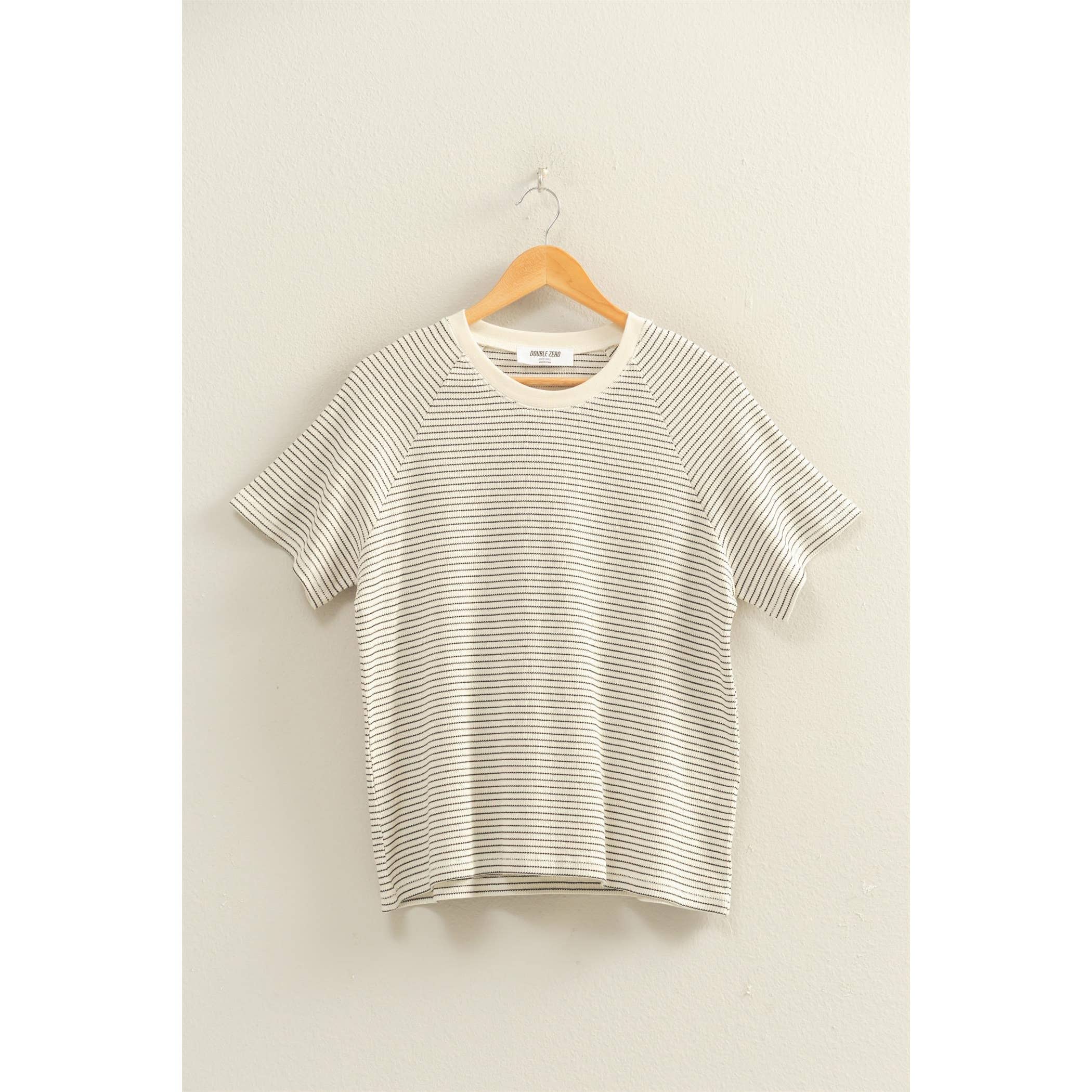 Textured Striped Raglan Sleeve Tee