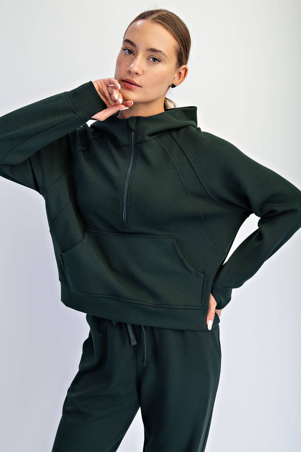 Modal Scuba Cropped Quarter Zip Hoodie