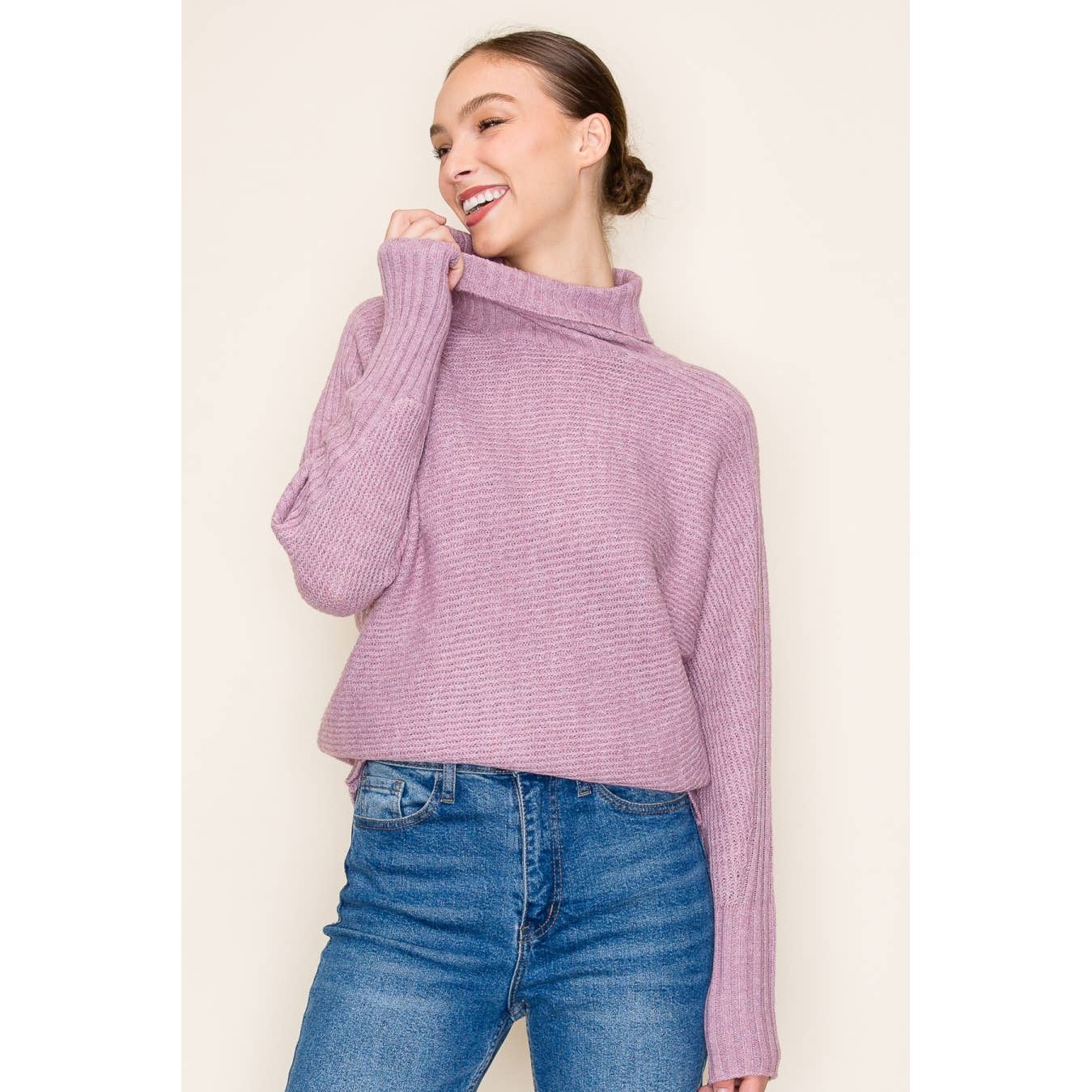 STACCATO - RIBBED TURTLE NECK LONG SLEEVE PULLOVER SWEATER  STACCATO