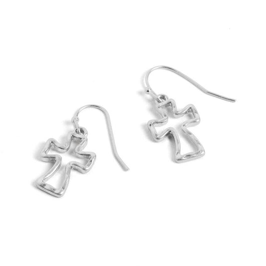 Silver Hollow Cross Earrings Whispers