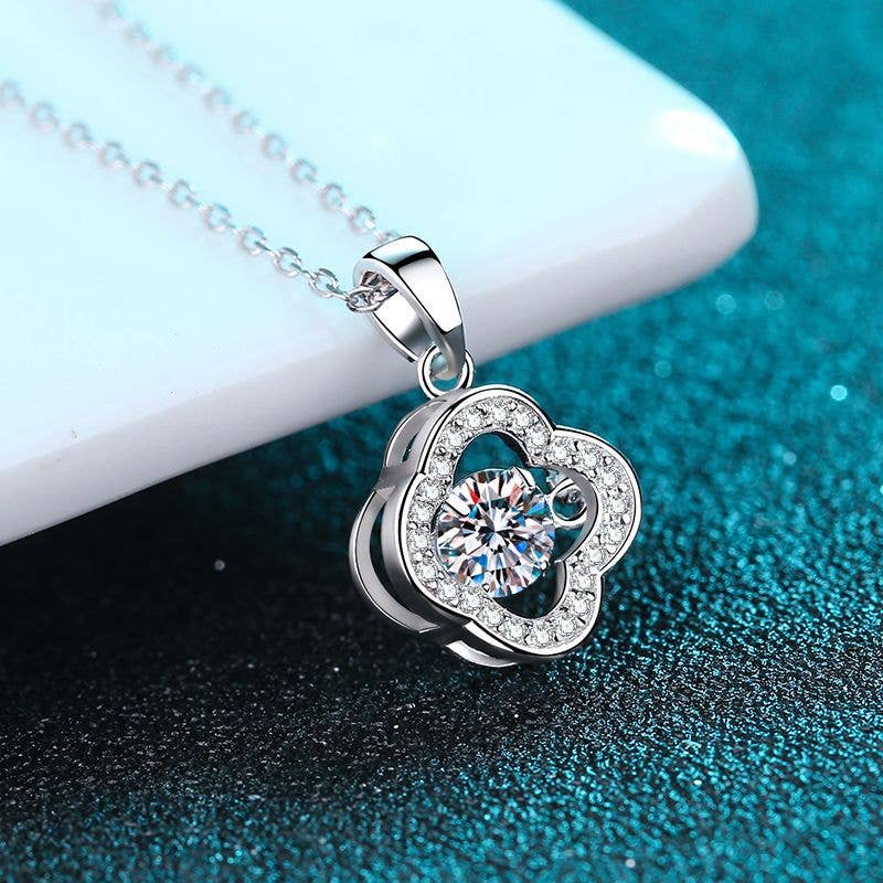 Four Leaf Clover Moissanite Necklace in 925 Sterling Silver 0.5ct Core Perimade & Co. LLC