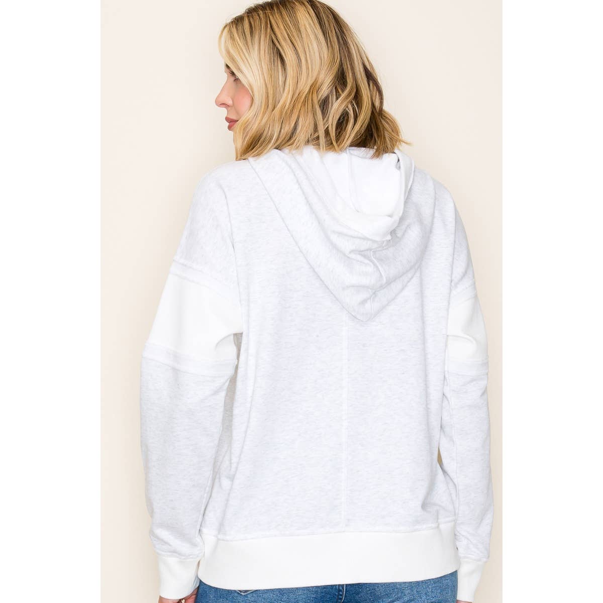 Pullover Hoodie - Heather Grey Contrast Cozy French Terry Top