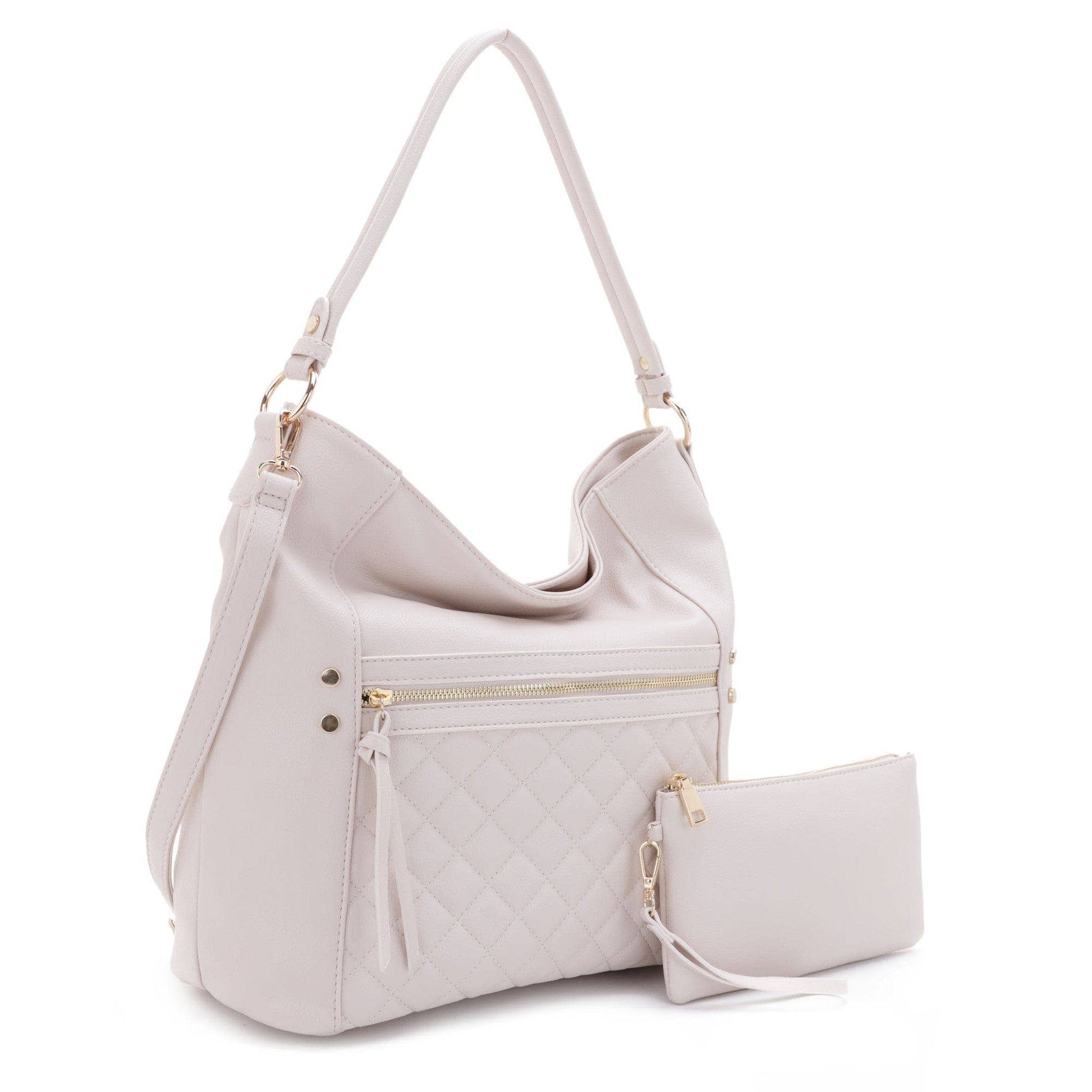 Monique Quilted Front Pocket 2 in 1 Hobo Bag Set  MiMi Wholesale