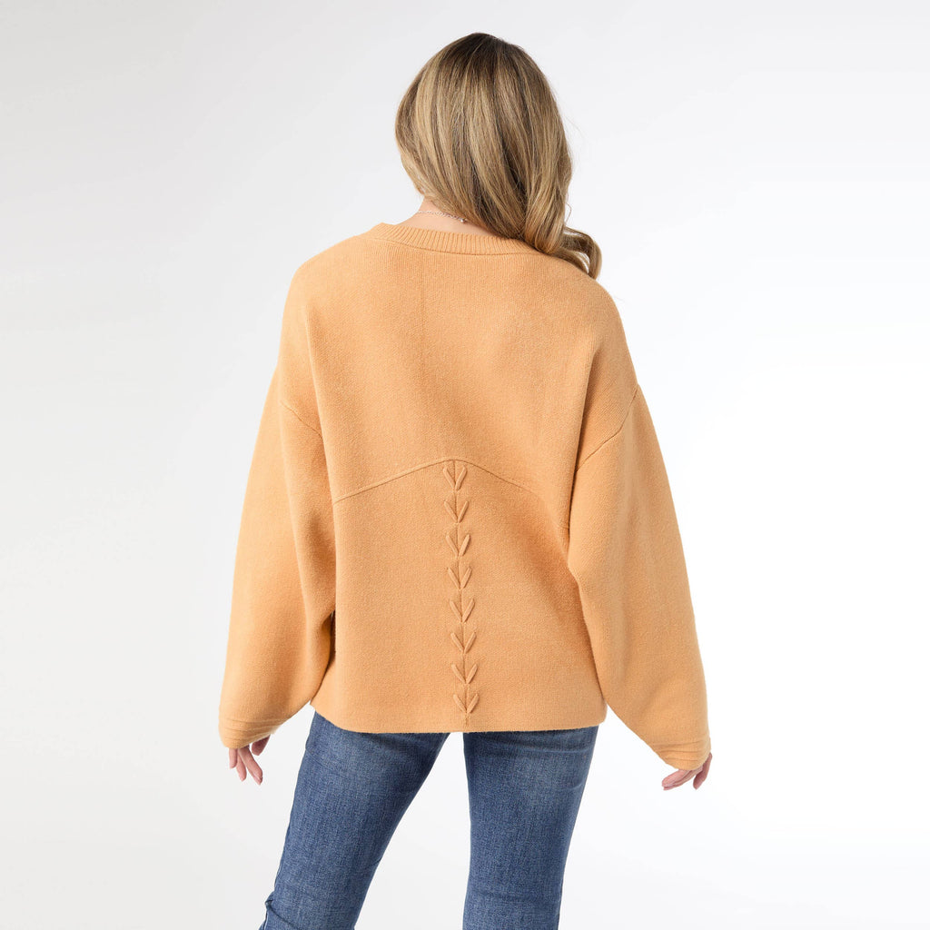 Delphina Long Sleeve Lattice Back Sweater