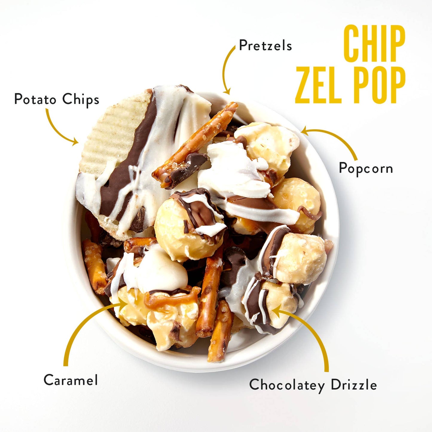 Chip Zel Pop 5oz Bags | Chocolate Popcorn Core Funky Chunky