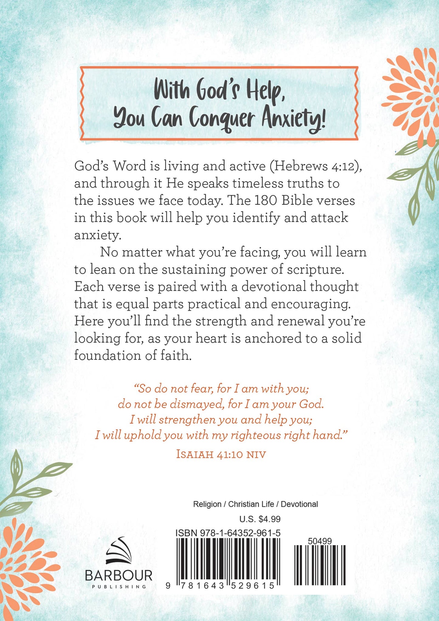 180 Bible Verses for Conquering Anxiety Core Barbour Publishing, Inc.